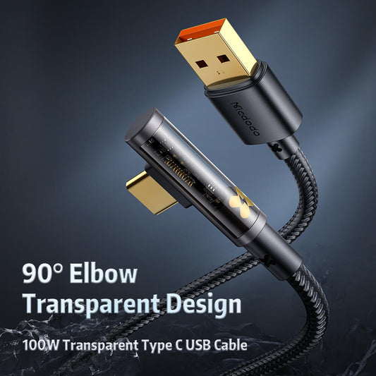 Mcdodo Prism Series Type-C 6A 90 Degree Transparent Data Cable 1.2/1.8m