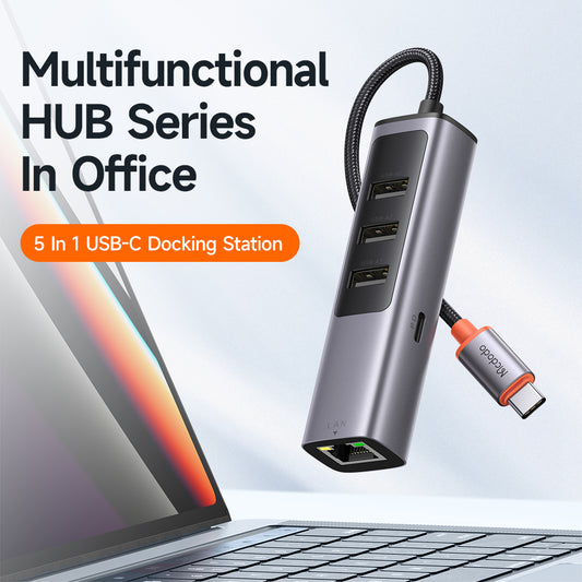 Mcdodo 5 in 1 USB-C HUB (USB3.0x3+PD100W+RJ45)