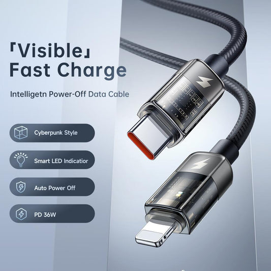 Mcdodo Auto Power Off USB-C to Lightning Transparent Cable (1.2m/1.8m)